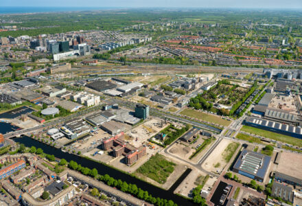 Luchtfoto van het gebied Binckhorst Noord.